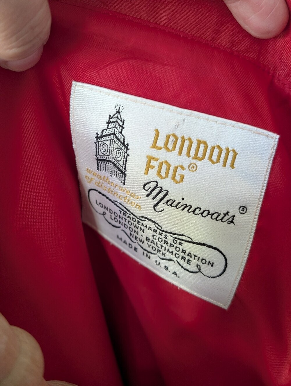 London Fog Women's Vintage Size 12 Red Belted Button Front Trench Coat - Picture 15 of 16